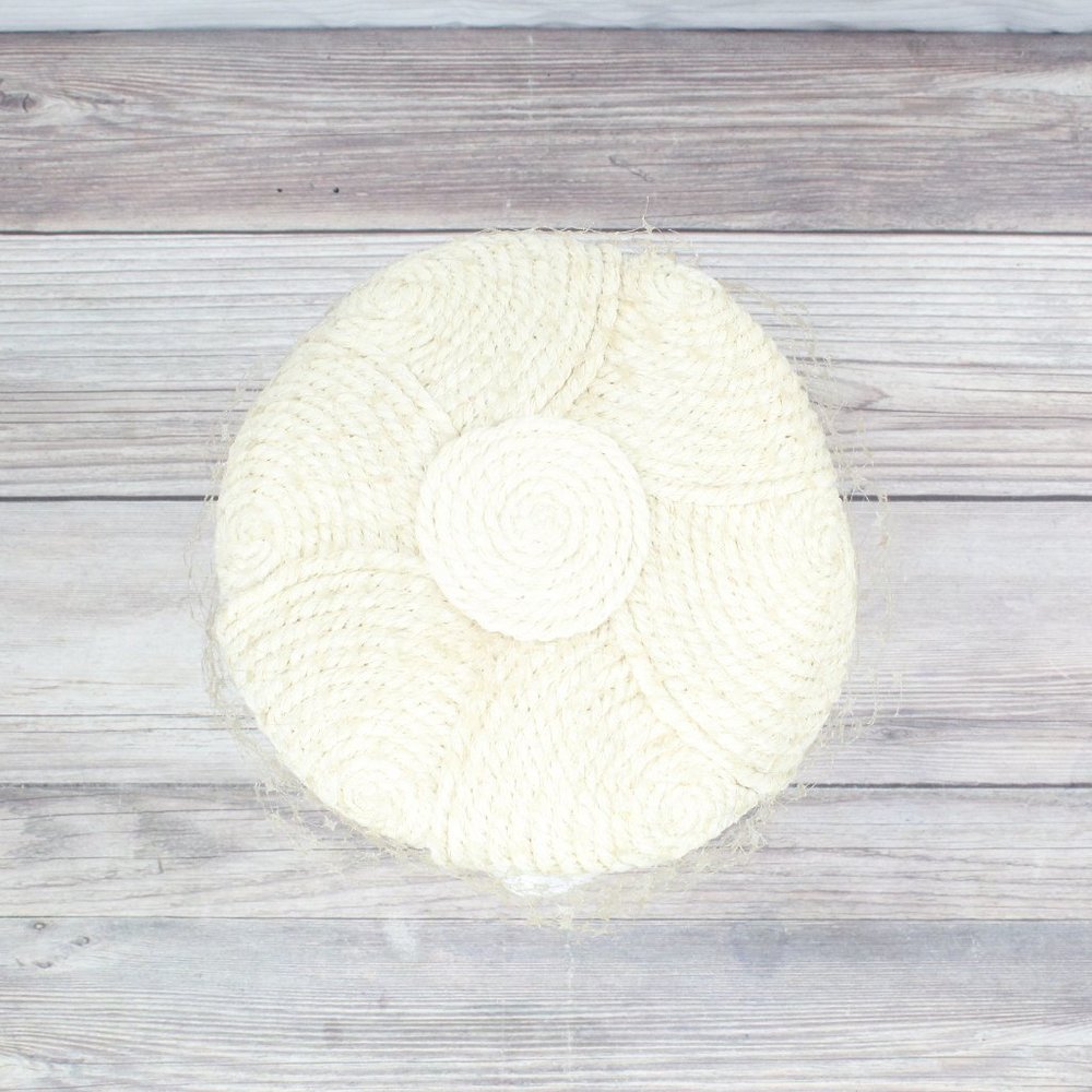 *Vintage! Everitt Womens Cream Spun Woven Crochet Hat - Picture 8 of 11